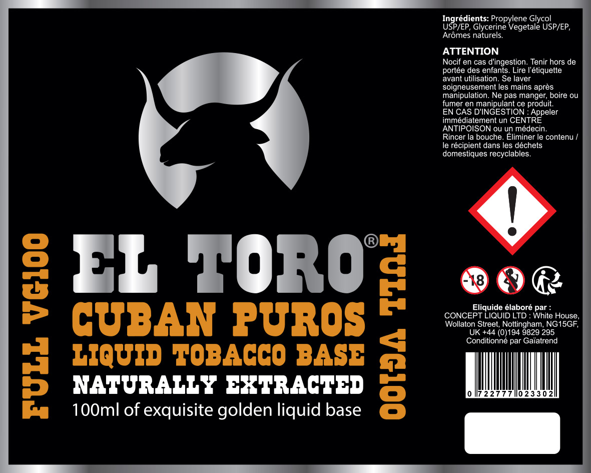 BASE CUBAN PUROS EL TORO 100ML BASE-Puros-VG100.jpg